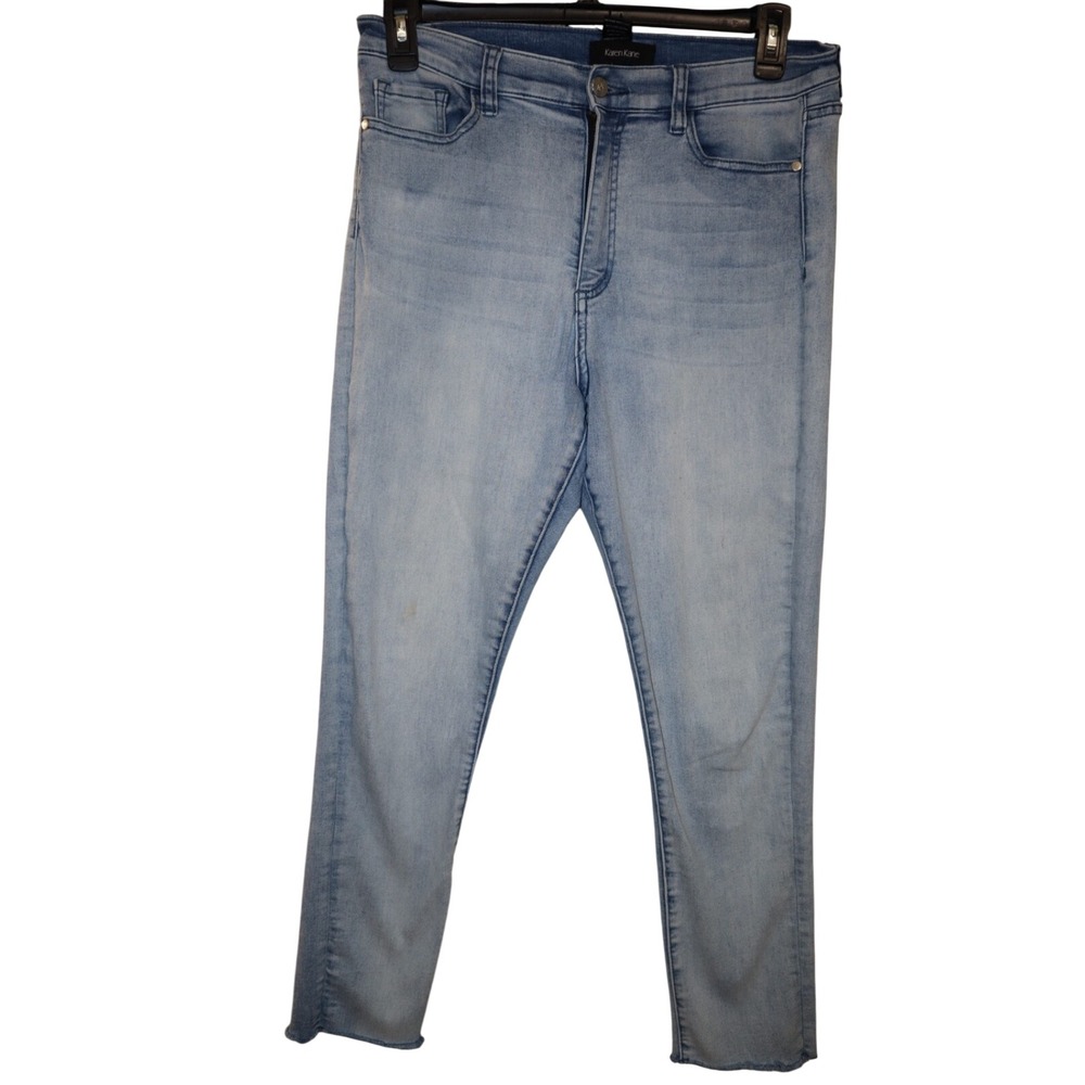 Karen Kane Womens Jeans Size‎ 12 Light Wash High Rise Raw Hem Denim